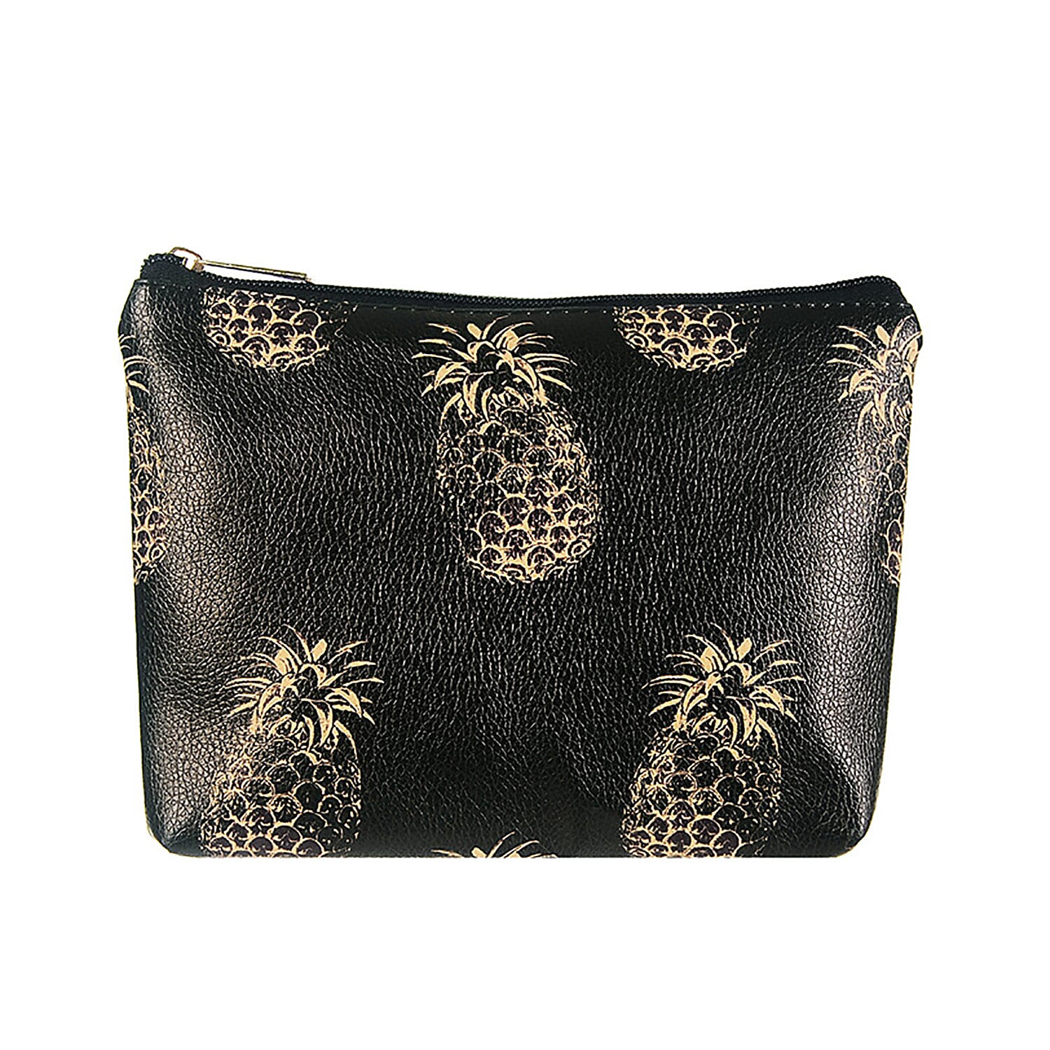 Designer Inspired- Golden Pineapple Print Cosmetic Bag (Size 24x17x2 cm)