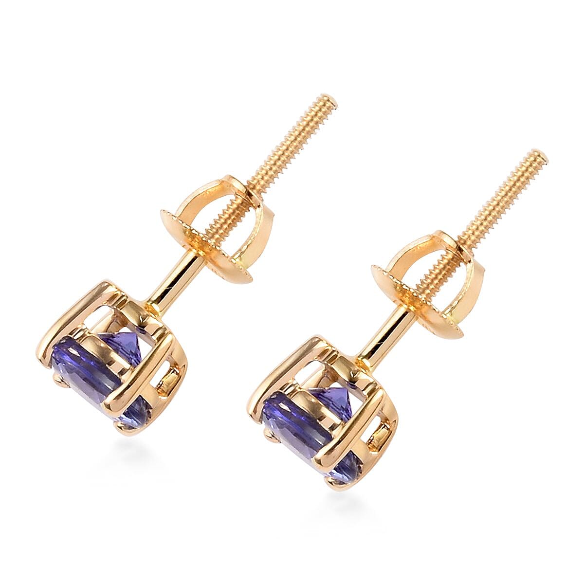 ILIANA 18K Yellow Gold AAA Tanzanite Stud Earrings (with Screw Back) 1.00 Ct.