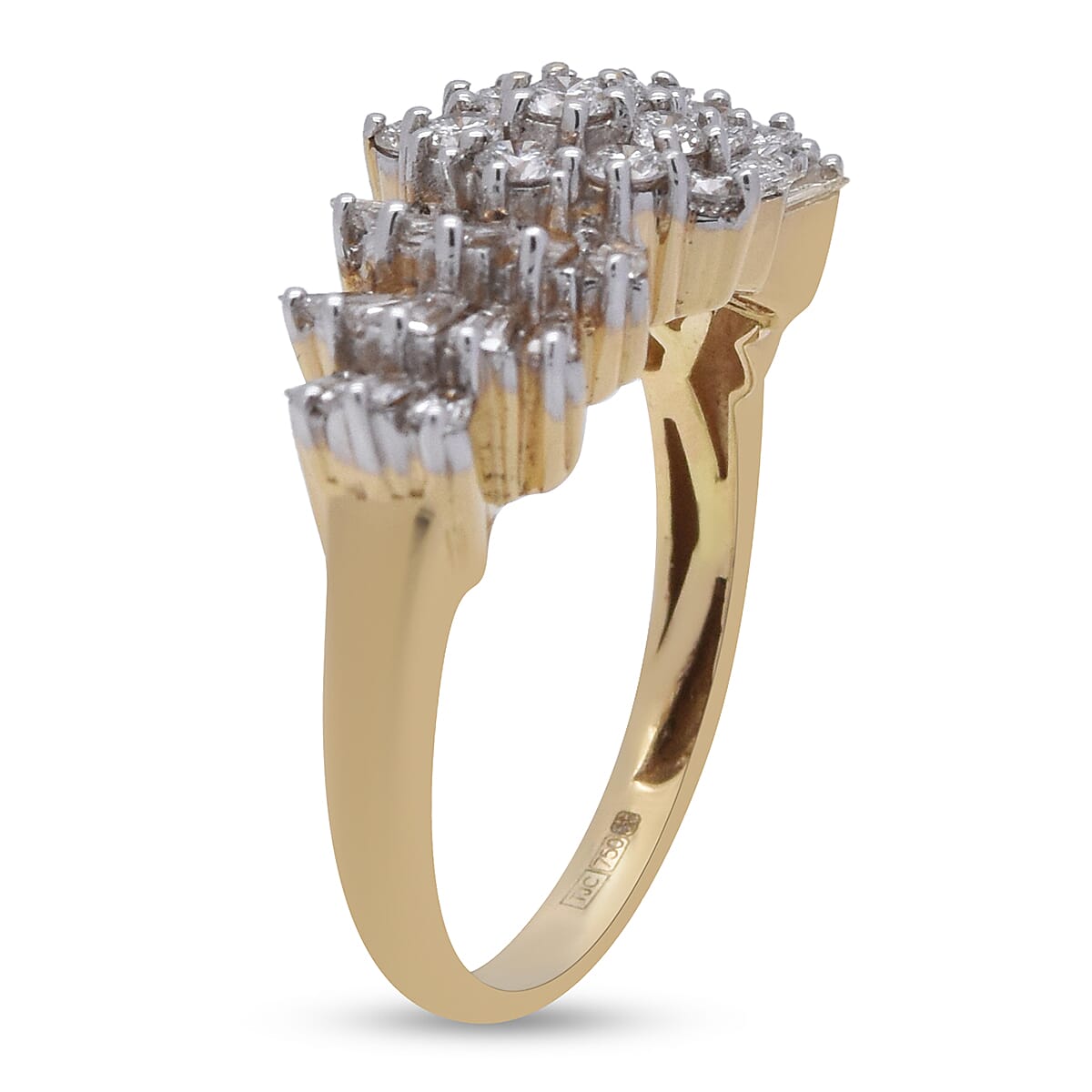 ILIANA 18K Yellow Gold IGI Certified Diamond (SI/G-H) Ballerina Ring 1.000 Ct.