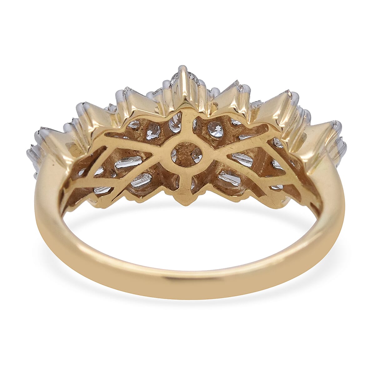 ILIANA 18K Yellow Gold IGI Certified Diamond (SI/G-H) Ballerina Ring 1.000 Ct.