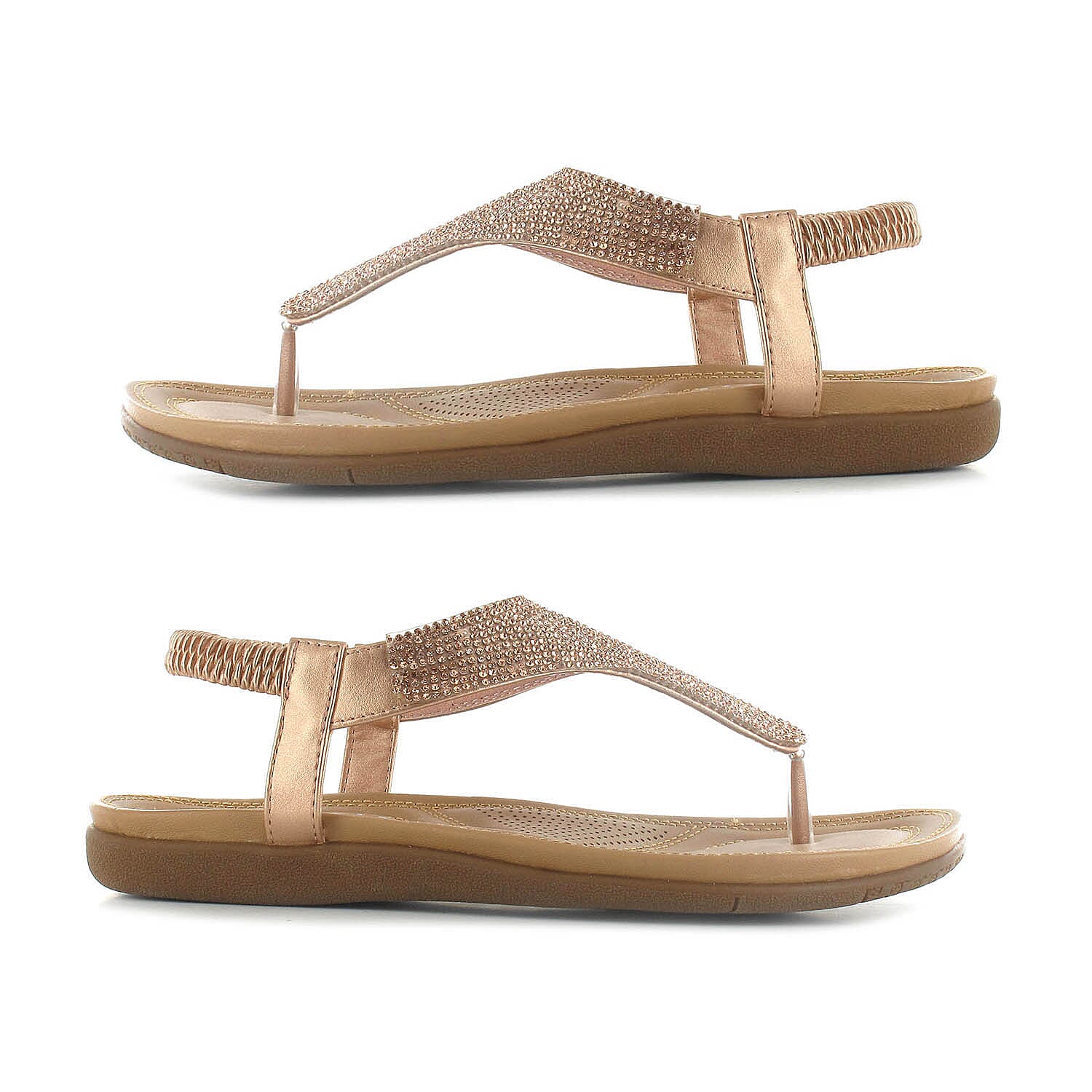 OLLY Samba Toe Post Comfort Sandal (Size 5) - Rose Gold