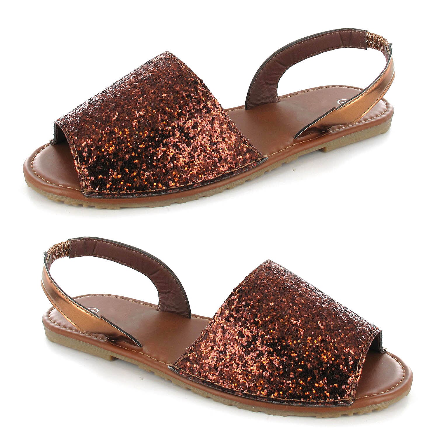 OLLY Palma Glitter Mule Sandal in Brown Colour