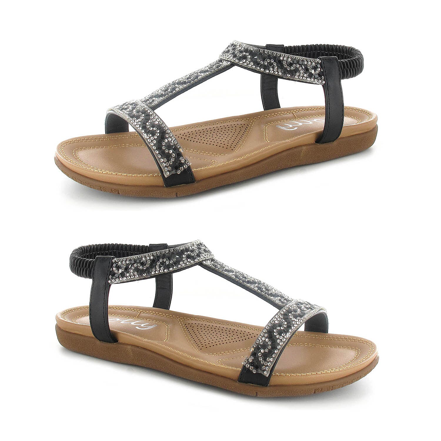 OLLY Mags Cushioned Toe Post Sandal (Size 3) - Black