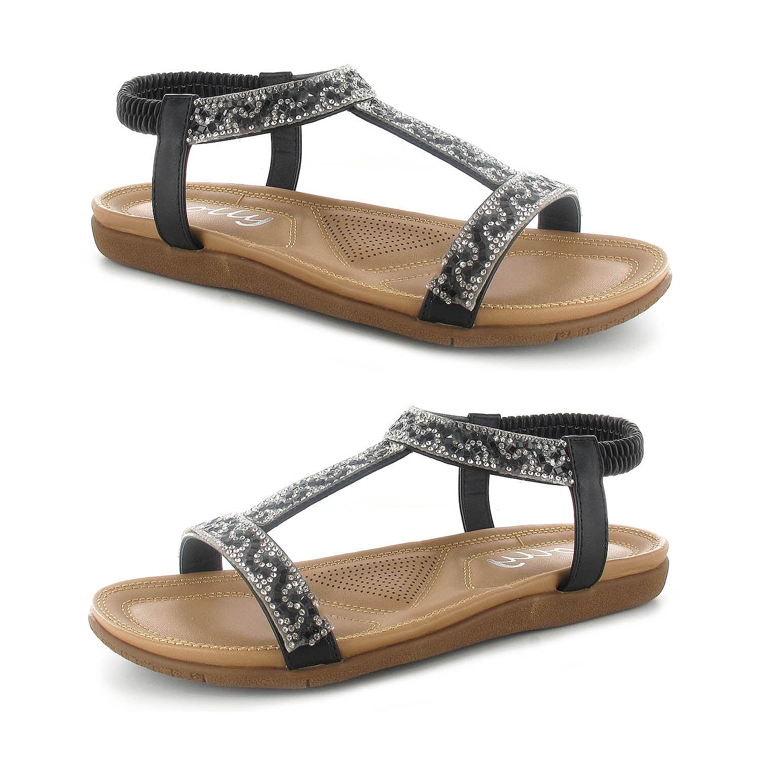 OLLY Mags Cushioned Toe Post Sandal (Size 3) - Black