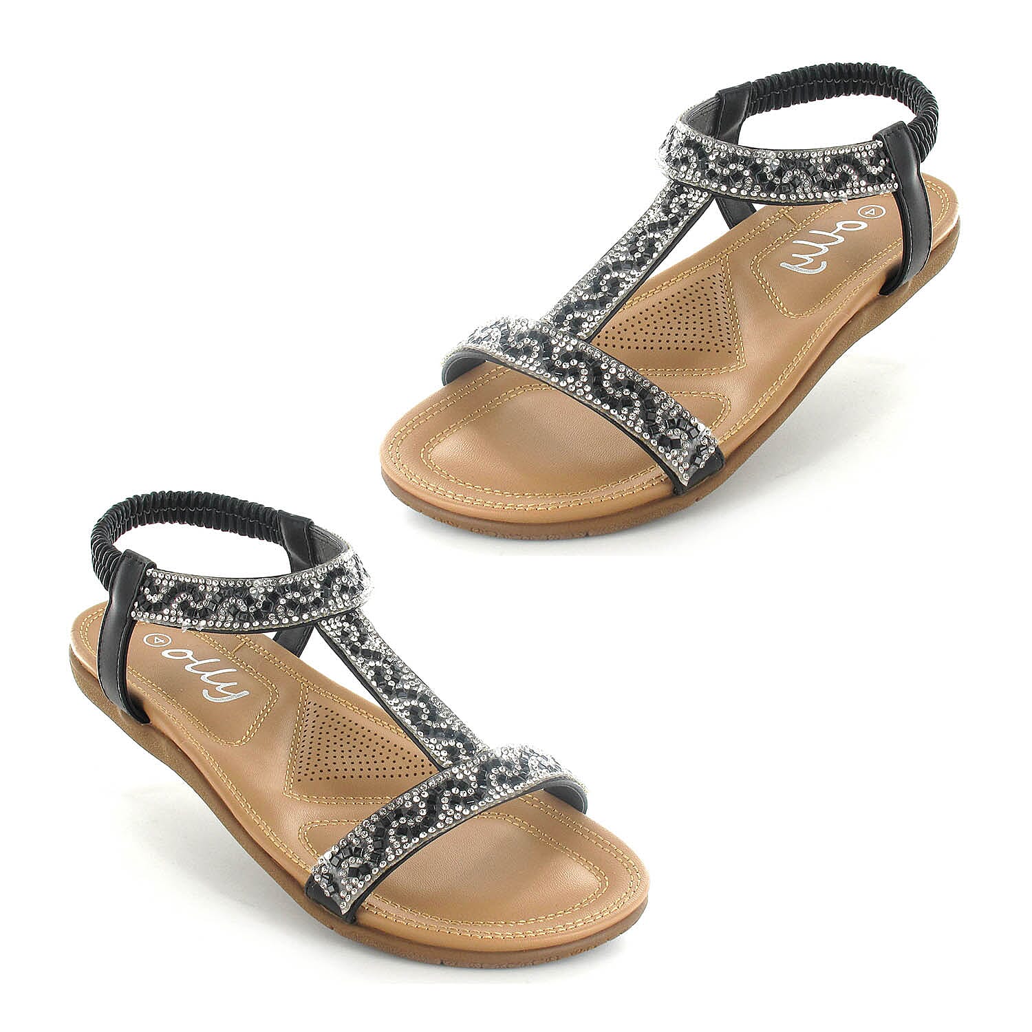 OLLY Mags Cushioned Toe Post Sandal (Size 3) - Black