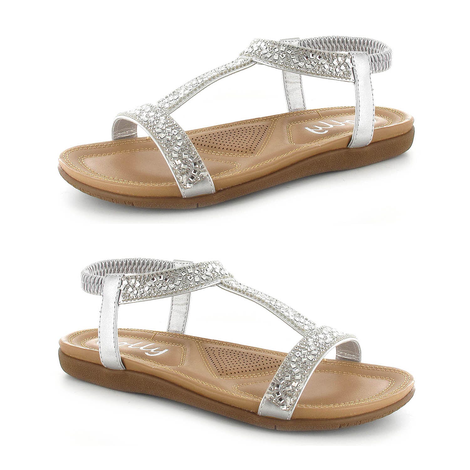 OLLY Mags Cushioned Toe Post Sandal (Size 3) - Silver