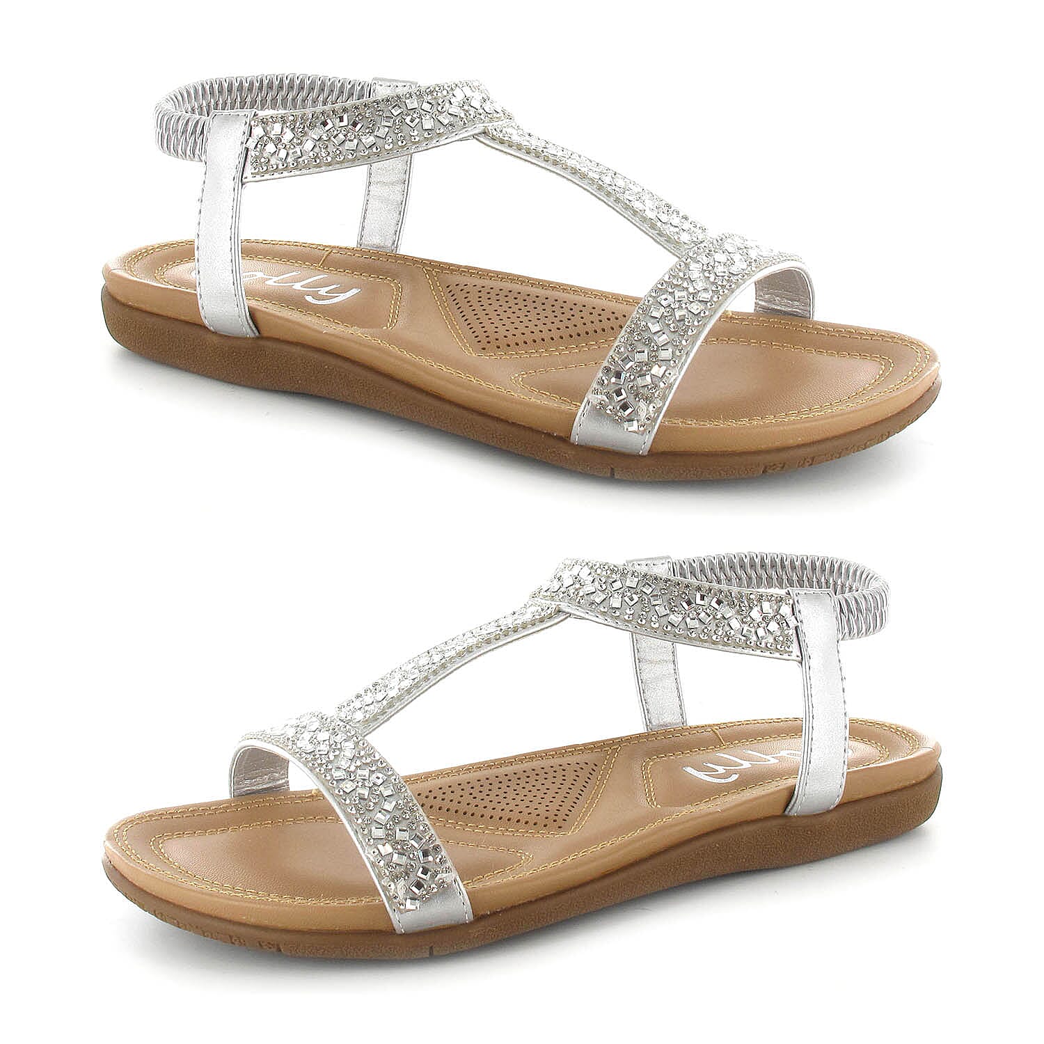 OLLY Mags Cushioned Toe Post Sandal (Size 3) - Silver