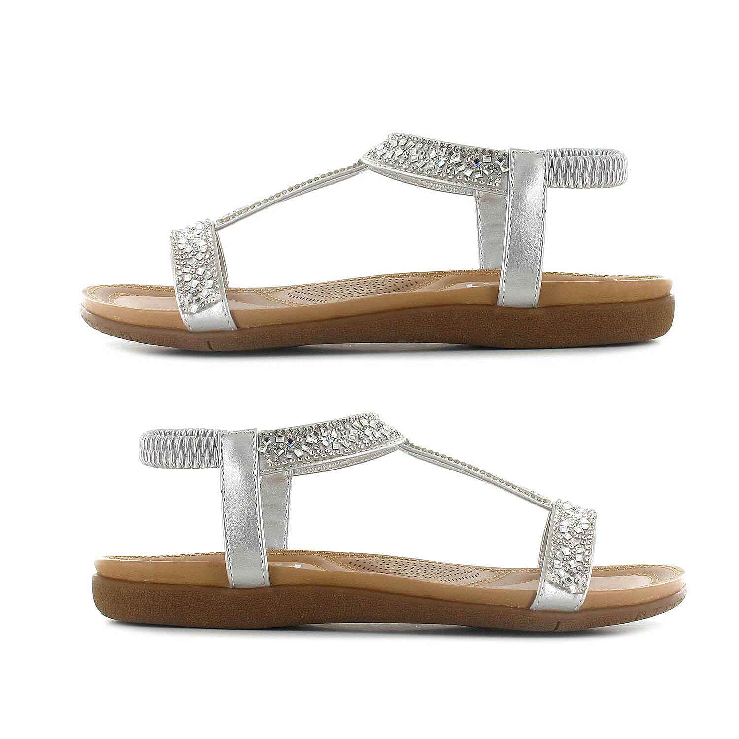 OLLY Mags Cushioned Toe Post Sandal (Size 3) - Silver
