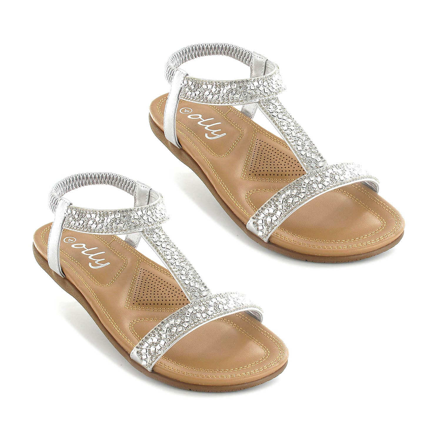 OLLY Mags Cushioned Toe Post Sandal (Size 3) - Silver