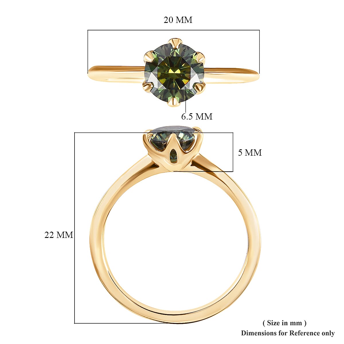 Collectors Edition- 9K Yellow Gold AA Green Moissanite Solitaire Ring.