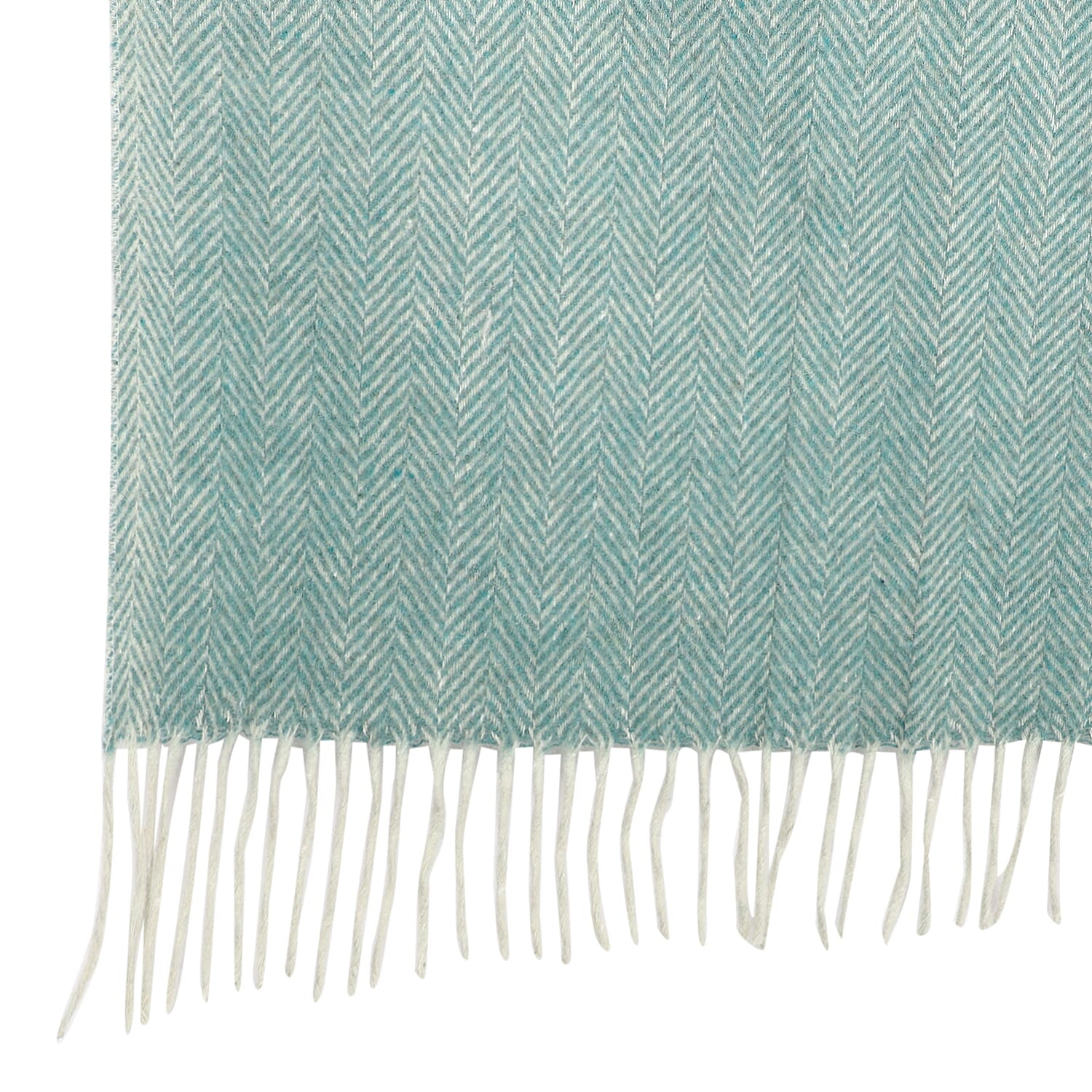 New Arrival- 2 Piece Set - Herringbone Pattern Wool Throw Blanket with Fringe (Size 135x170cm) and Cushion Cover with Zipper Closure and Flap Over (43x43cm) - Green