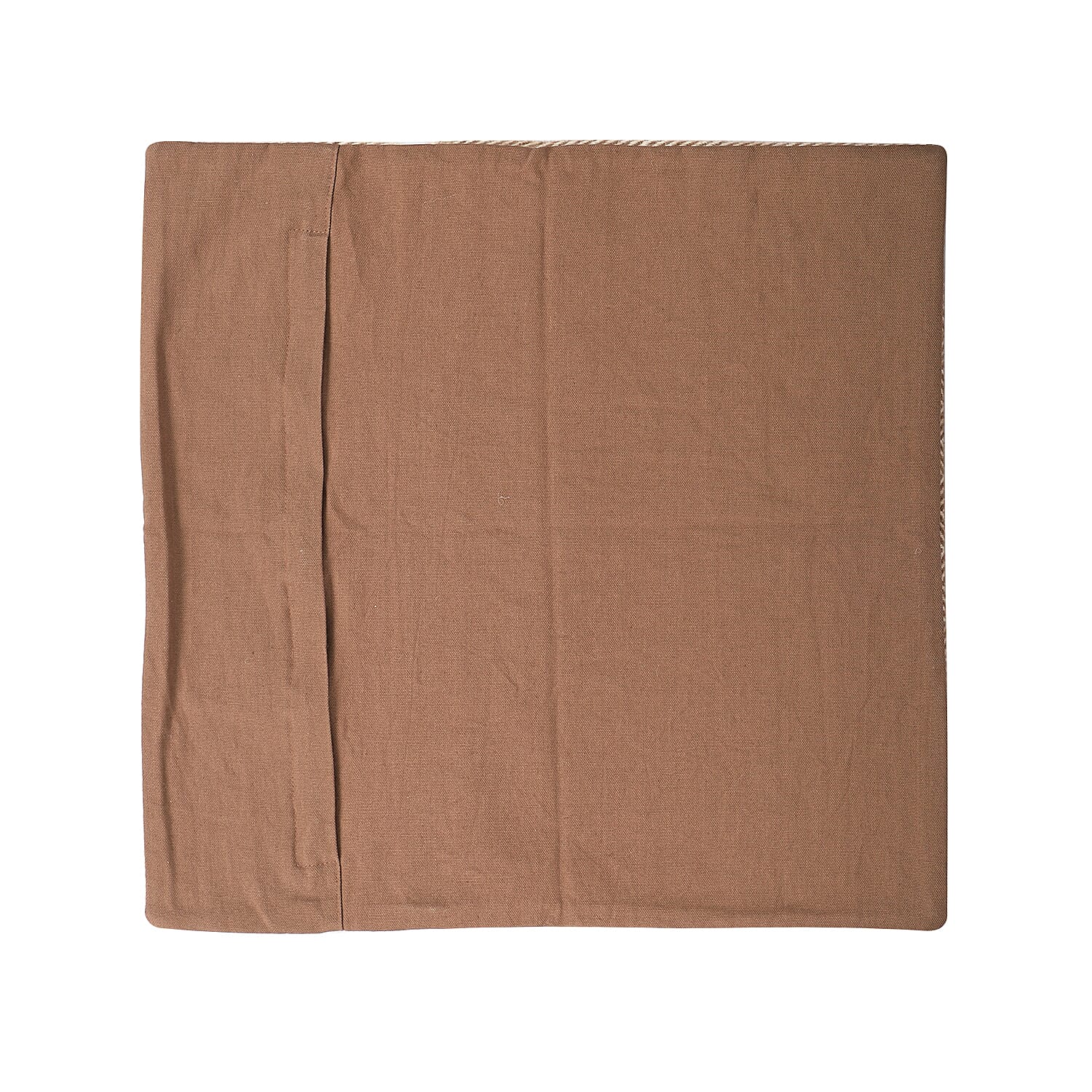 New Arrival- 2 Piece Set - Herringbone Pattern Wool Throw Blanket with Fringe (Size 135x170cm) and Cushion Cover with Zipper Closure and Flap Over (43x43cm) - Brown