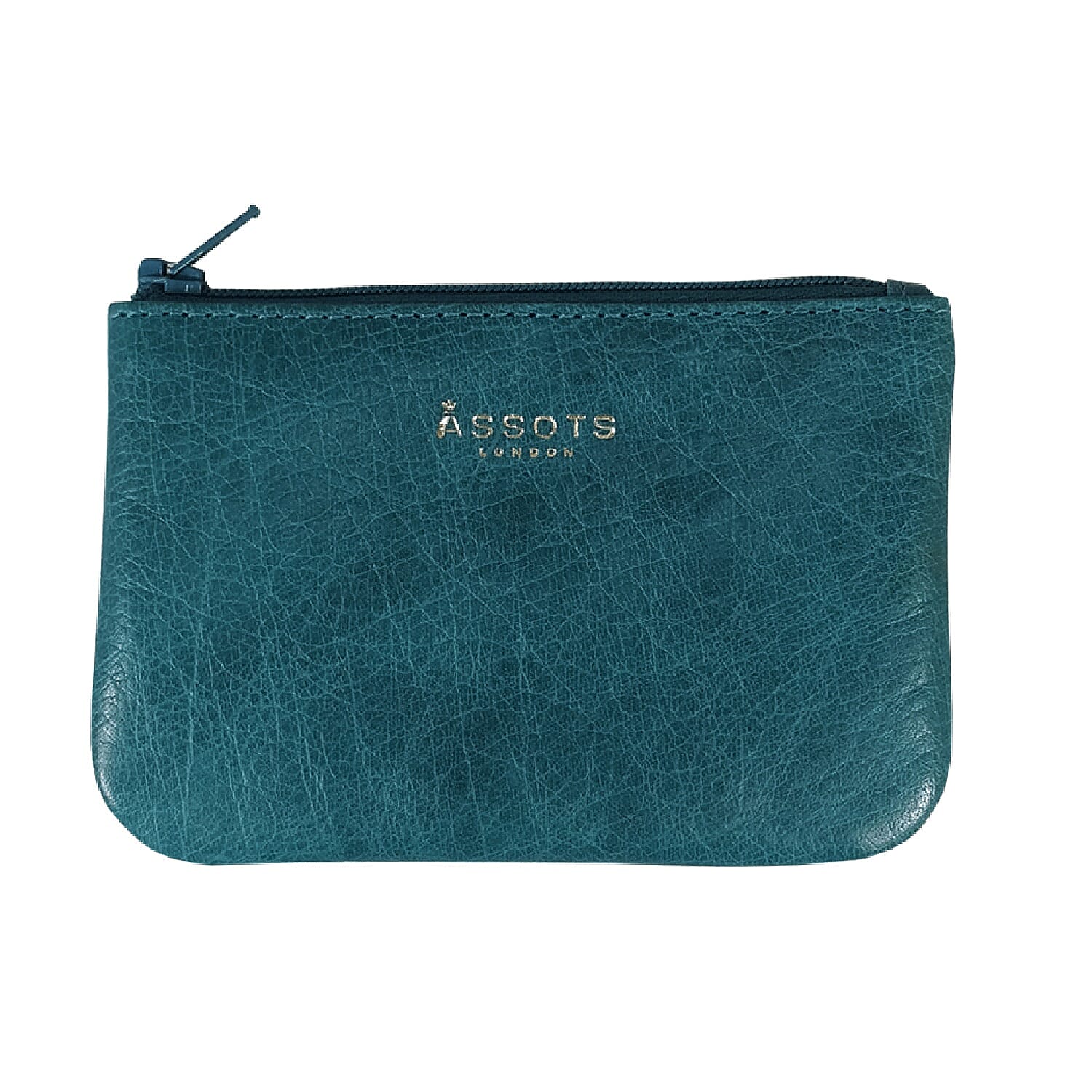 Assots London  Ocean Blue Full Grain Leather Zip Top Coin Purse
