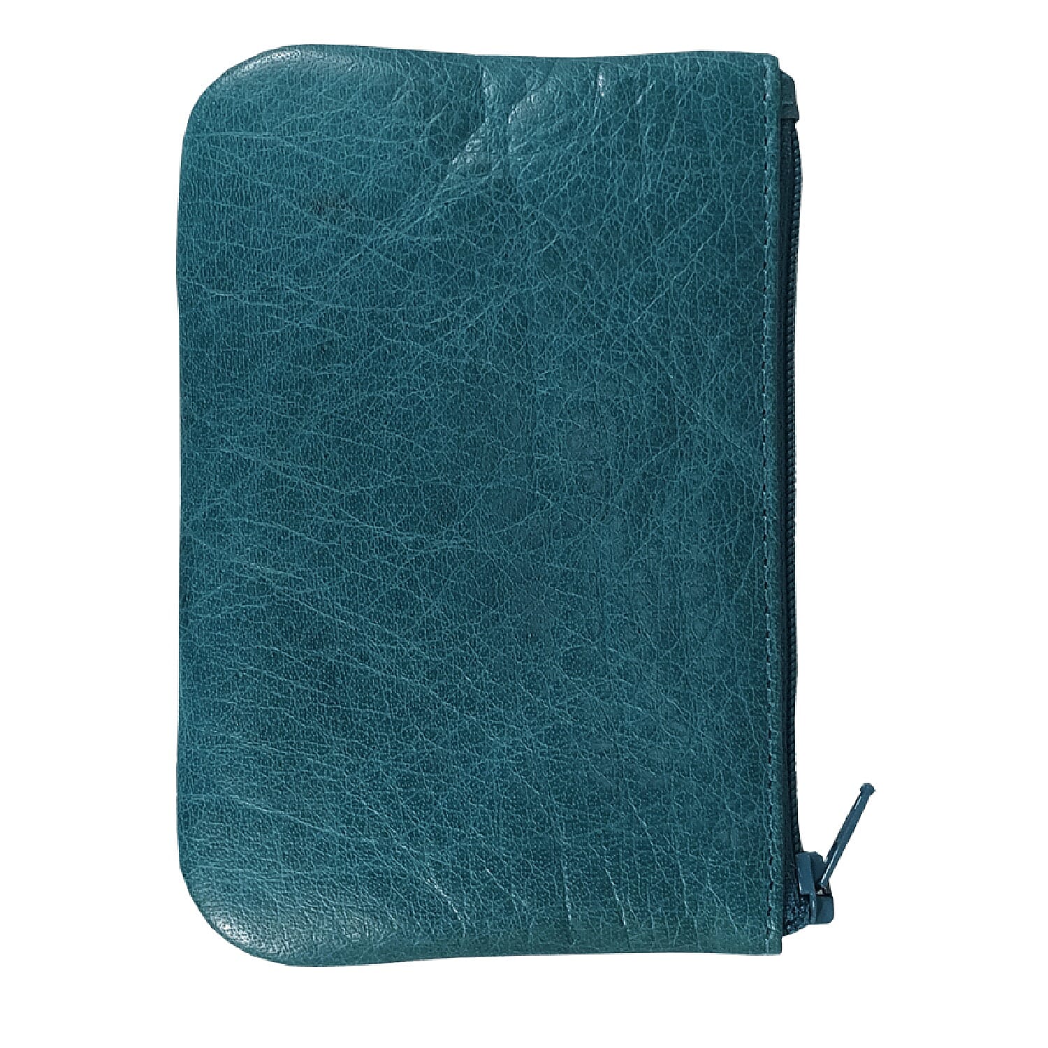 Assots London  Ocean Blue Full Grain Leather Zip Top Coin Purse