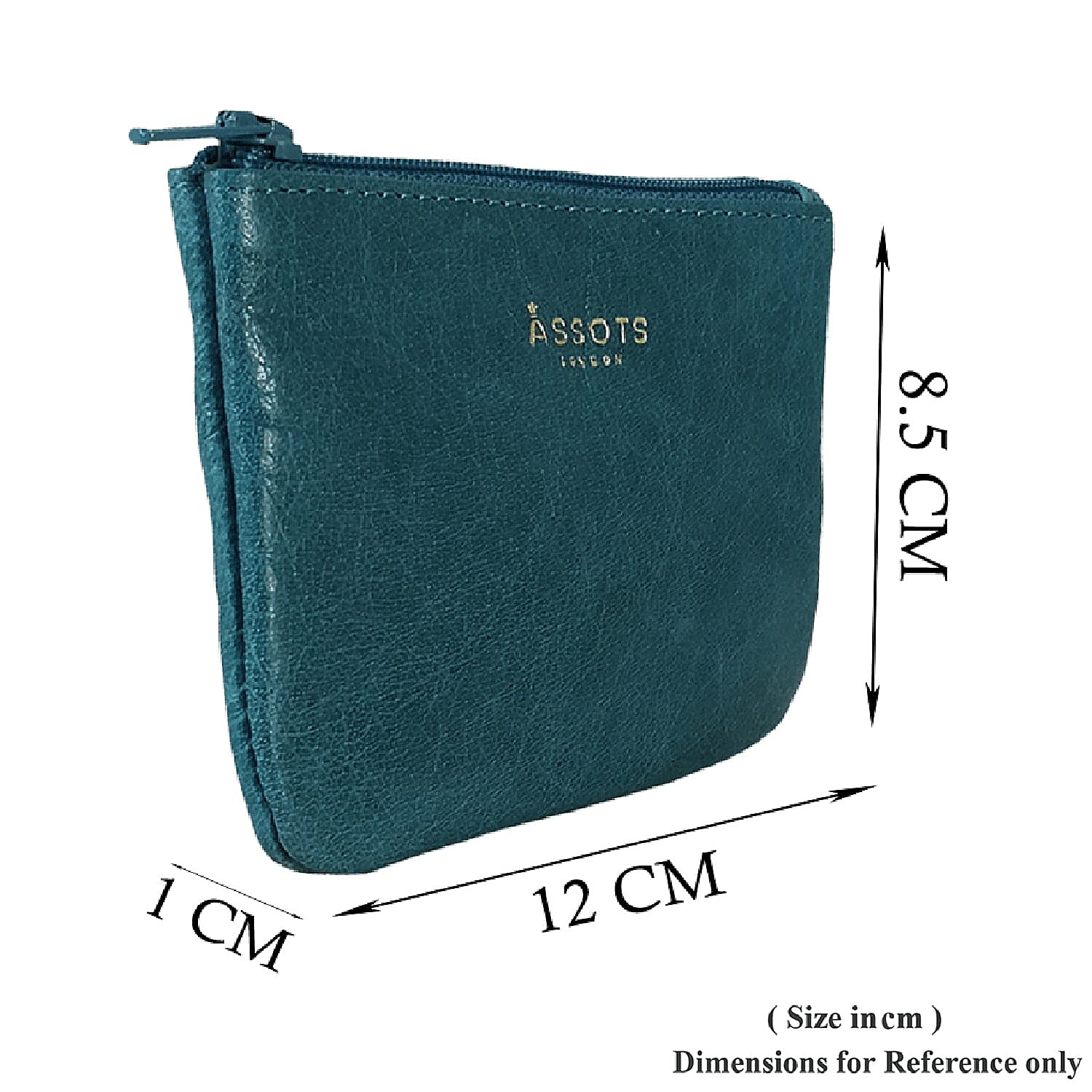 Assots London  Ocean Blue Full Grain Leather Zip Top Coin Purse