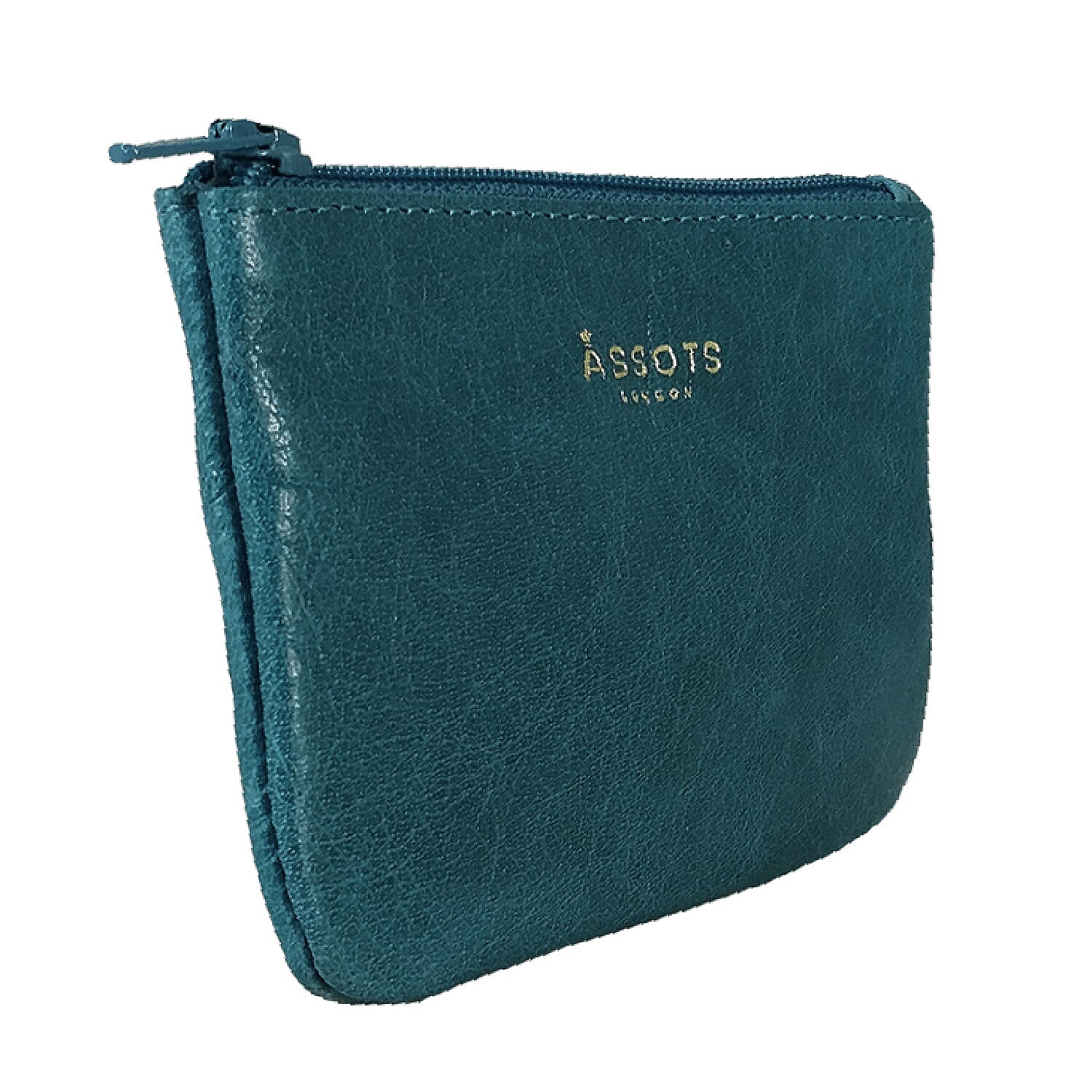 Assots London  Ocean Blue Full Grain Leather Zip Top Coin Purse