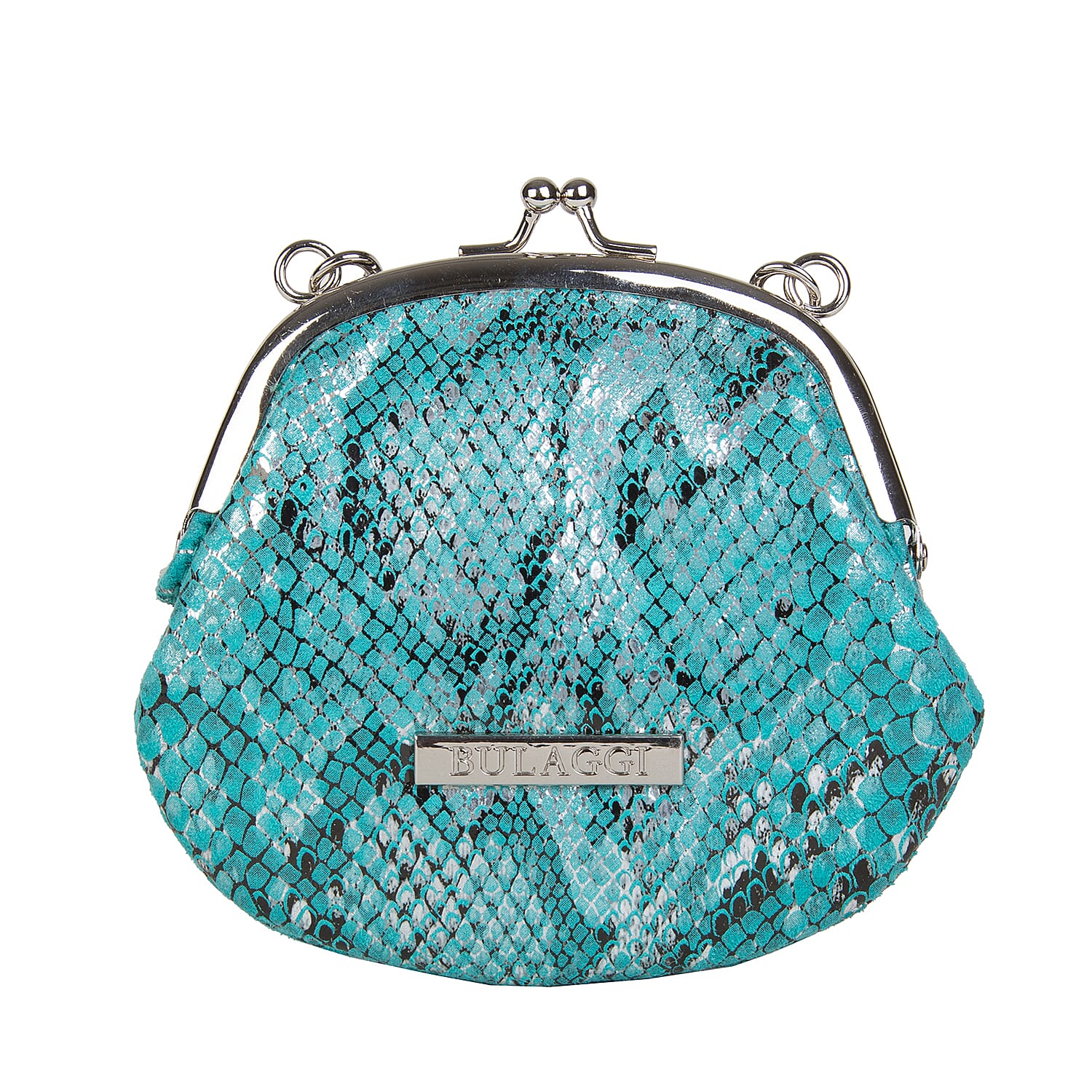 Bulaggi Collection - Jade Snake Print Coin Purse with Shoulder Chain (Size 13x11x01 Cm) - Turquoise
