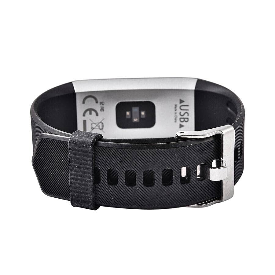 Health and Fitness Tracker Bluetooth IP67 Waterproof Smartwatch - Black