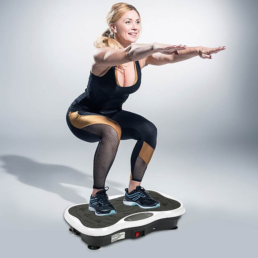 Mini Whole Body Vibration Platform With Resistance Band and Remote Control (Size 51x31x12Cm) - Black 23.5St Max User Wt