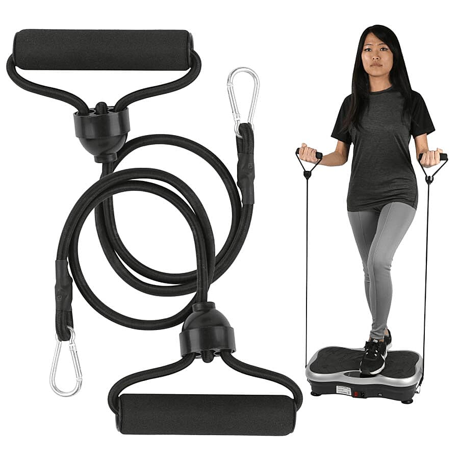 Mini Whole Body Vibration Platform With Resistance Band and Remote Control (Size 51x31x12Cm) - Black 23.5St Max User Wt