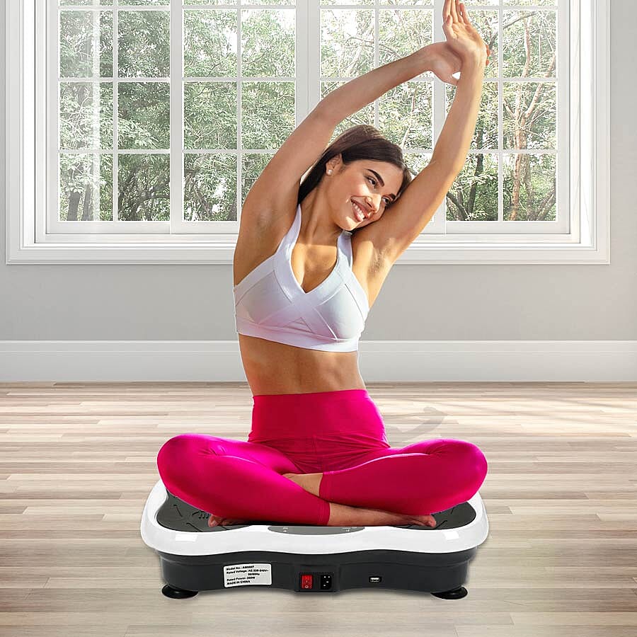 Mini Whole Body Vibration Platform With Resistance Band and Remote Control (Size 51x31x12Cm) - Black 23.5St Max User Wt