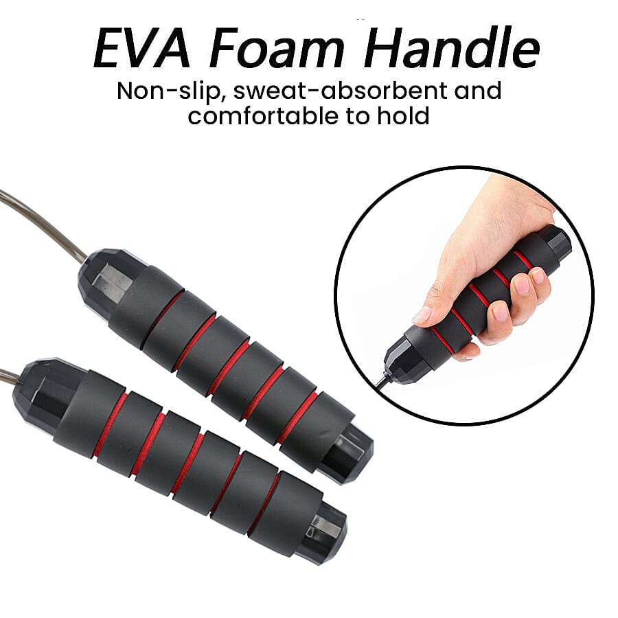 Memory Foam Adjustable Jump Rope - Black and Red