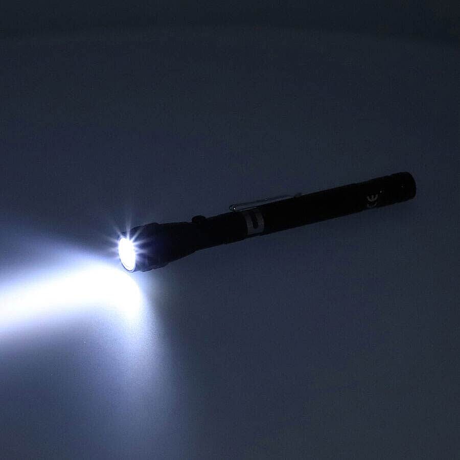 2 Piece Set - 360 Degree Flexible Head 3 LED Magnetic Flashlight (Size 17x2.2 Cm) (4XLR44 Battery Included) - Black