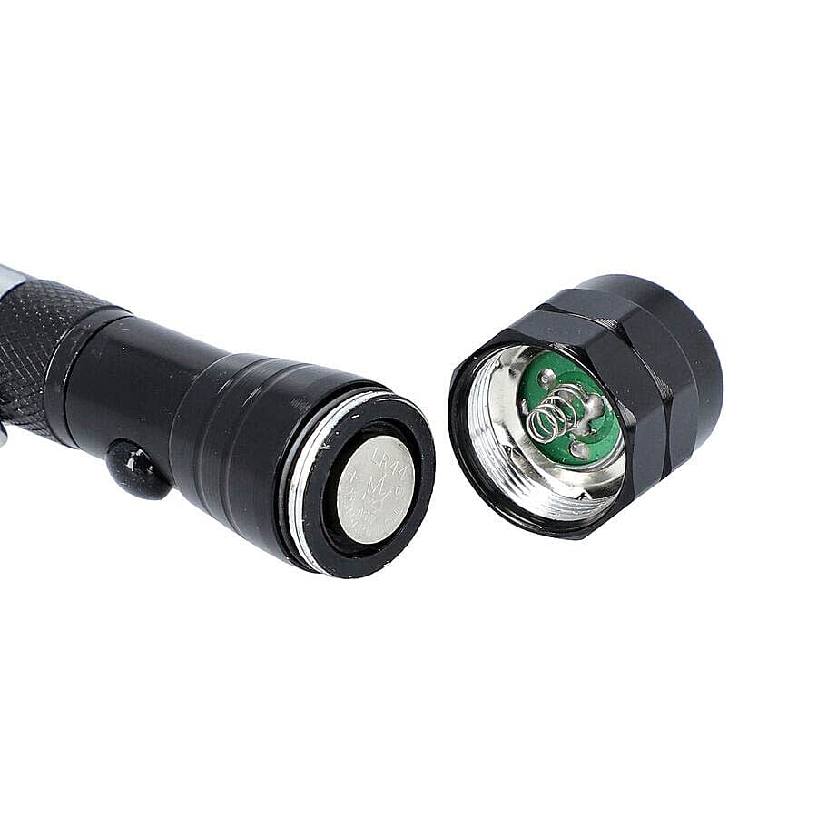 2 Piece Set - 360 Degree Flexible Head 3 LED Magnetic Flashlight (Size 17x2.2 Cm) (4XLR44 Battery Included) - Black