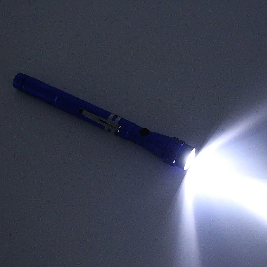 2 Piece Set - 360 Degree Flexible Head 3 LED Magnetic Flashlight (Size 17x2.2 Cm) (4XLR44 Battery Included) - Blue