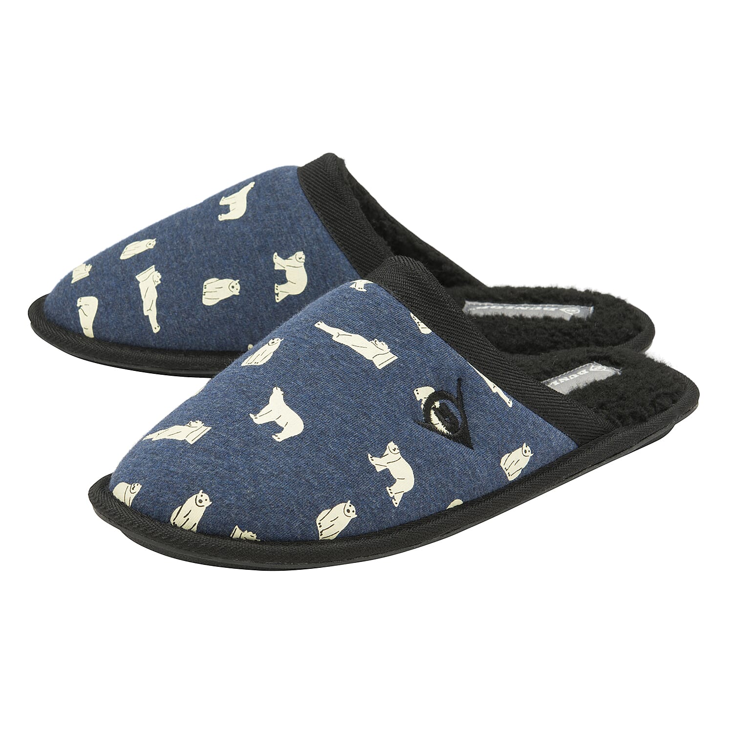 Dunlop Mens Polar Bear Mule Slippers Small (size 7-8) - Navy Blue
