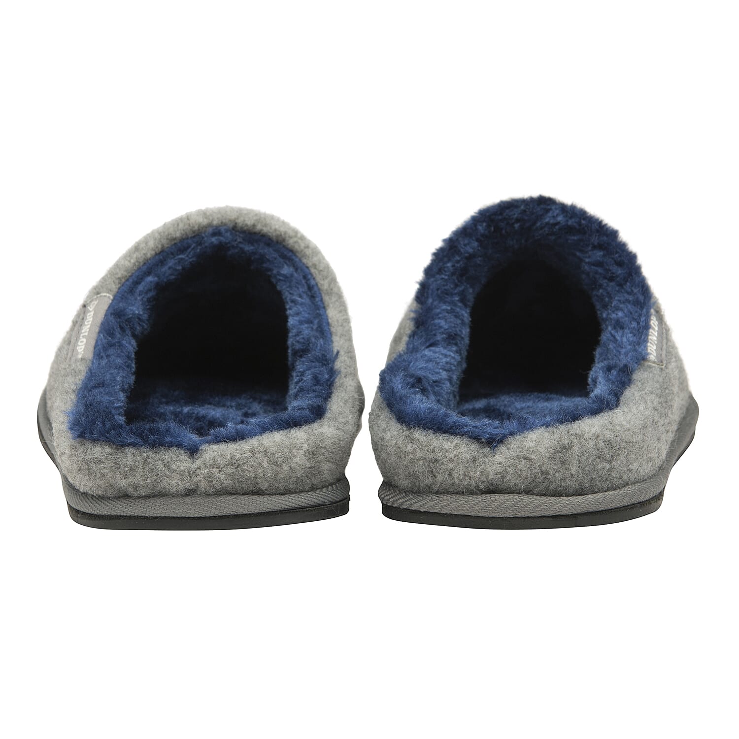 Dunlop Faux Fur Lining Memory Foam Stag Slip On Slippers (Size 7) - Grey