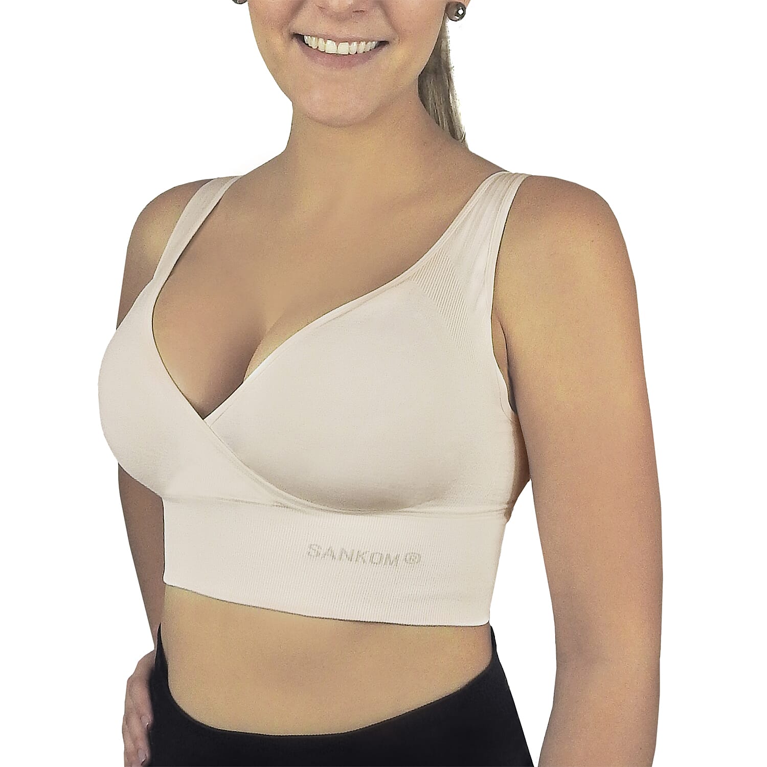 SANKOM SWITZERLAND Patent Premium Organic Cotton Bra - Ivory (Size S-M, 8-10)