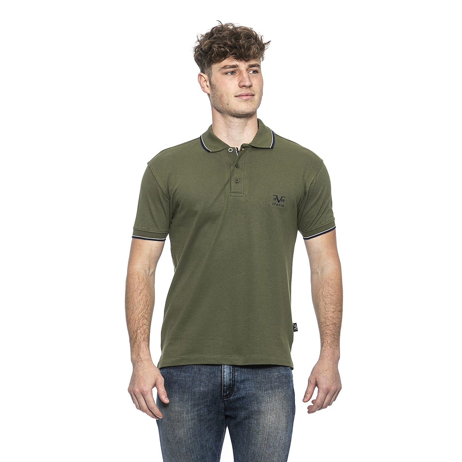 19V69 ITALIA Short Sleeve Basic Polo Shirt (Size M) - Military Green