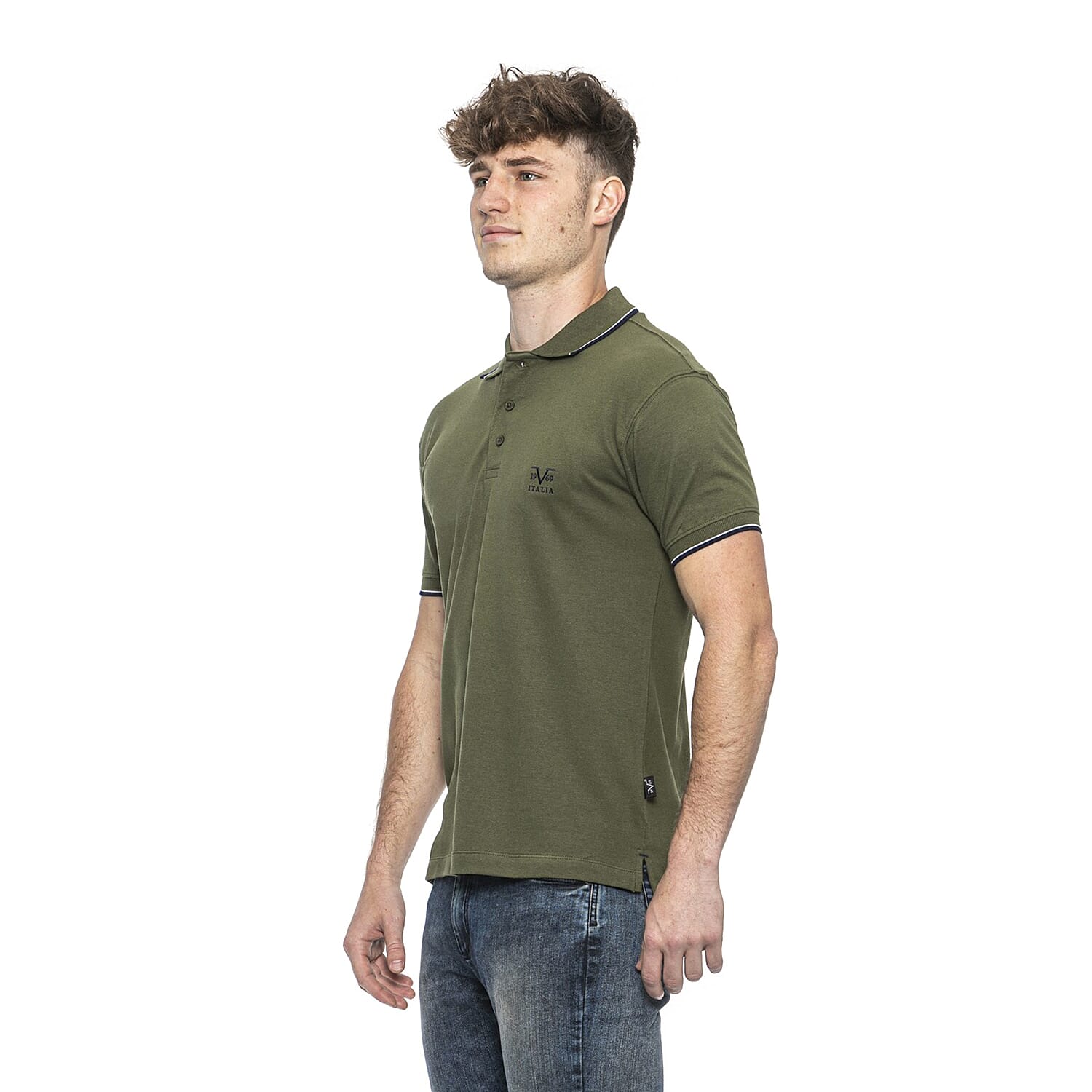 19V69 ITALIA Short Sleeve Basic Polo Shirt (Size M) - Military Green