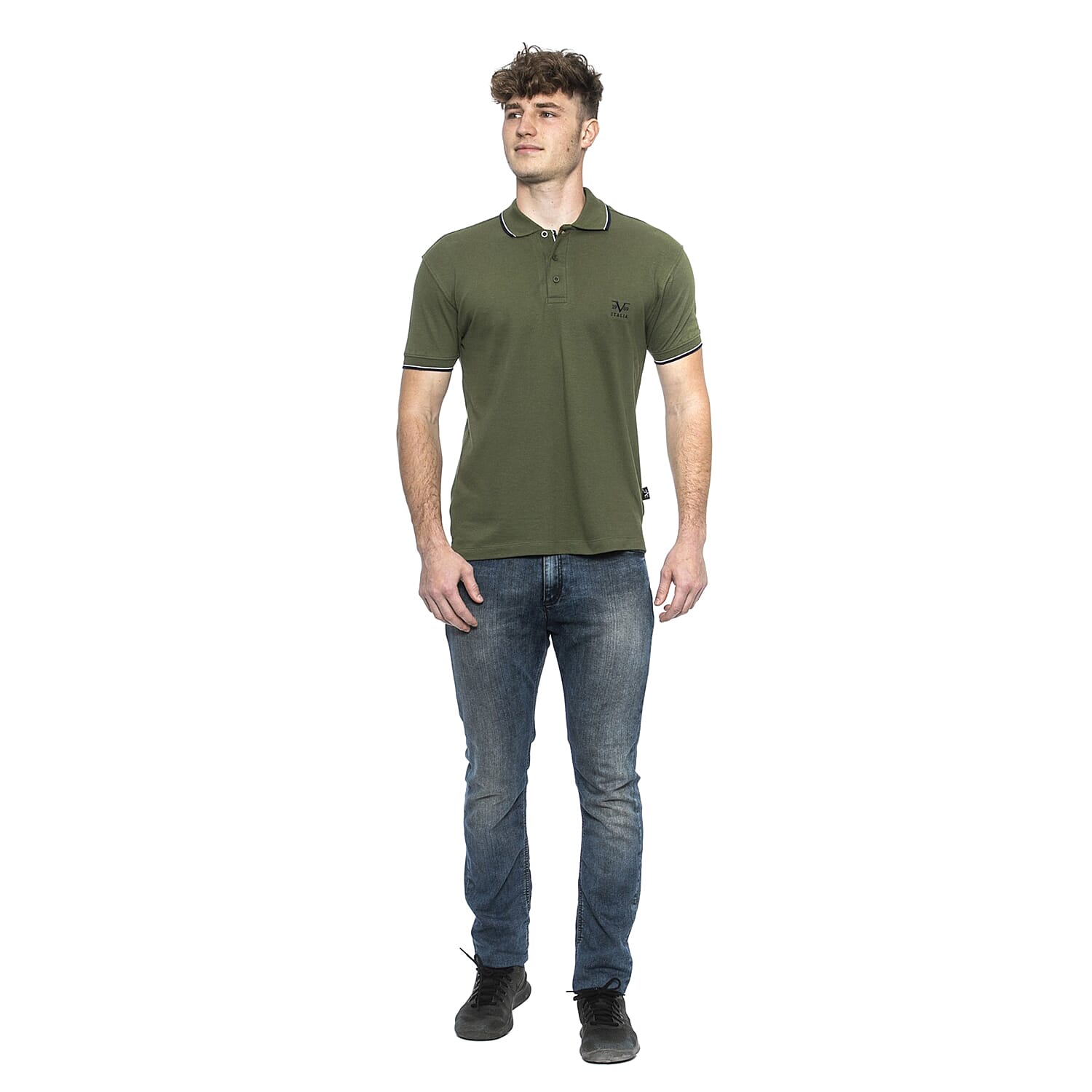 19V69 ITALIA Short Sleeve Basic Polo Shirt (Size M) - Military Green