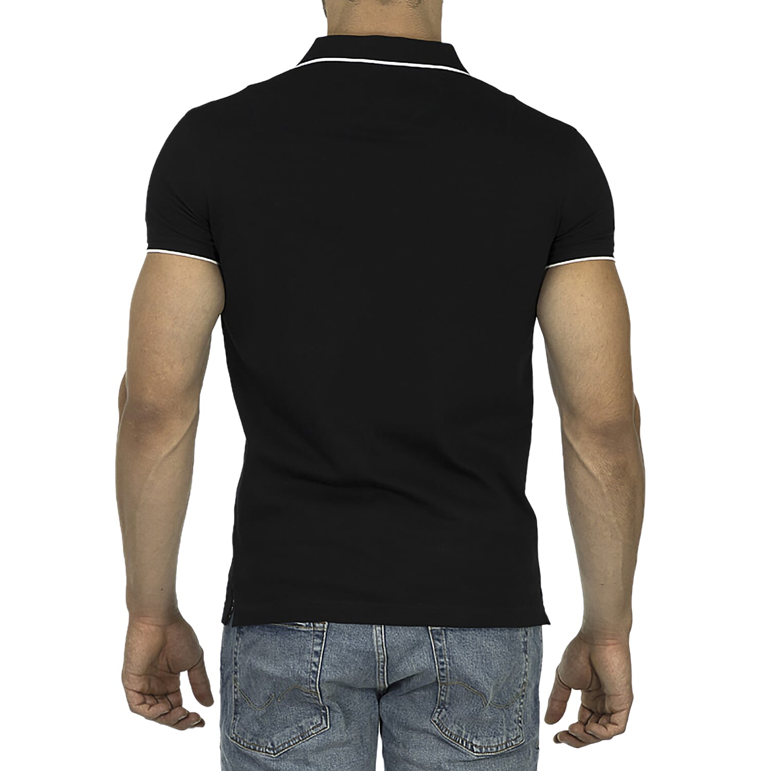 Roberto Cavalli Polo Short Sleeve T-Shirt with Zip (Size S) - Black