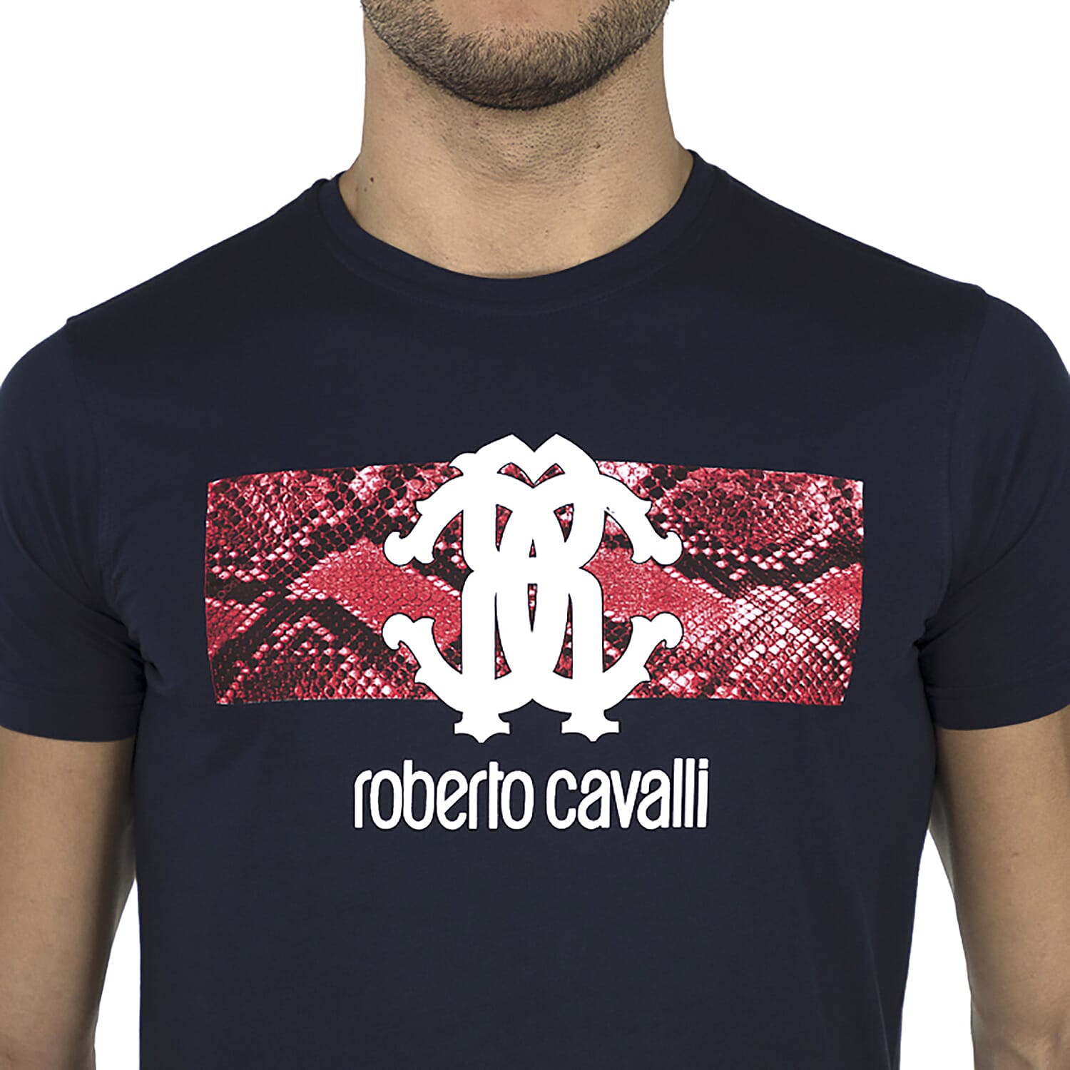 Roberto Cavalli Crew Neck Short Sleeve T-Shirt (Size S) - Navy