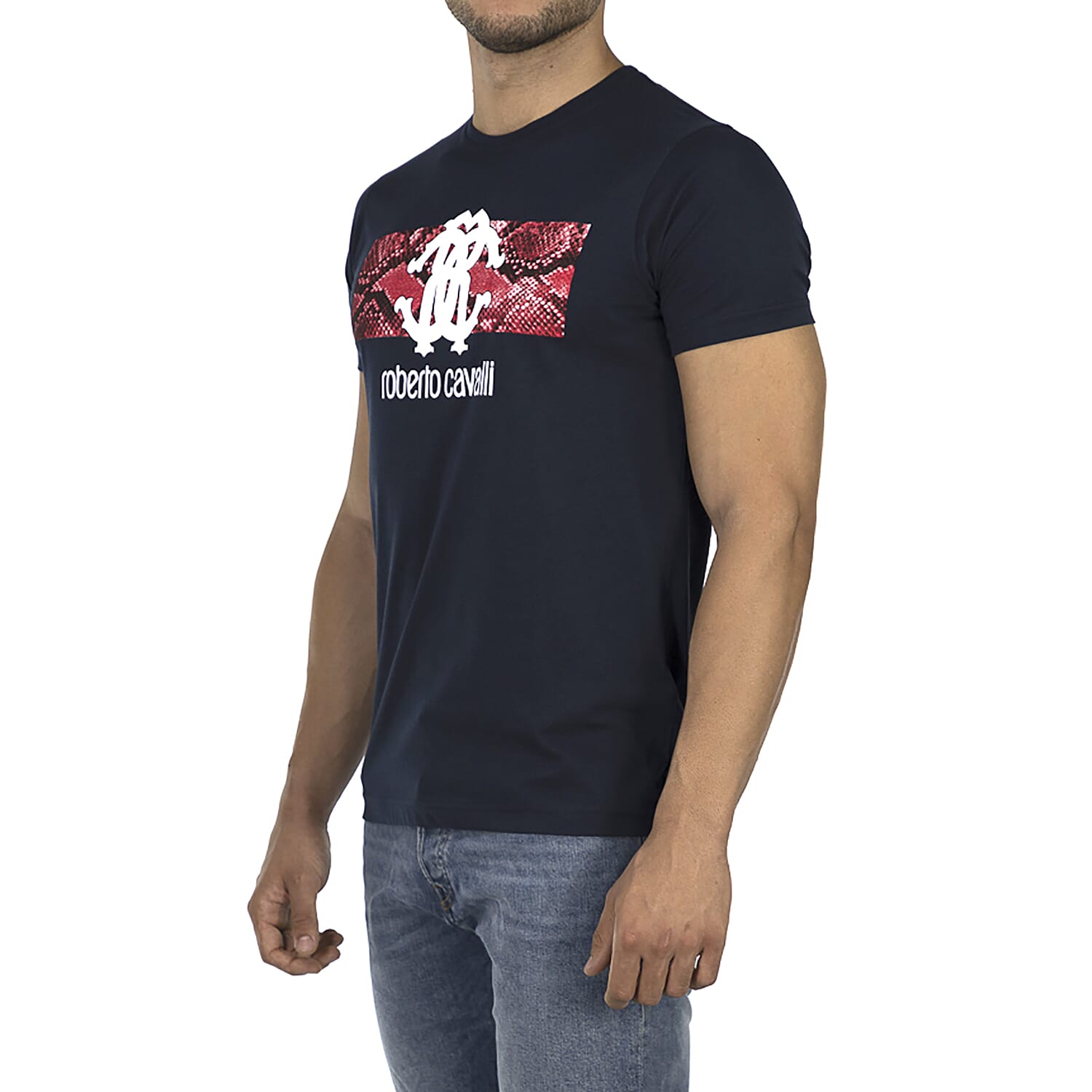 Roberto Cavalli Crew Neck Short Sleeve T-Shirt (Size S) - Navy