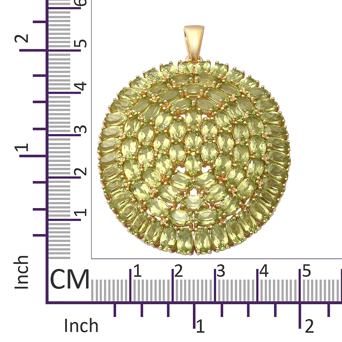 Hebei Peridot Cluster Pendant in Yellow Gold Overlay Sterling Silver 19.72 Ct, Silver wt 9.25 Gms.Number of Peridot 85 Pcs