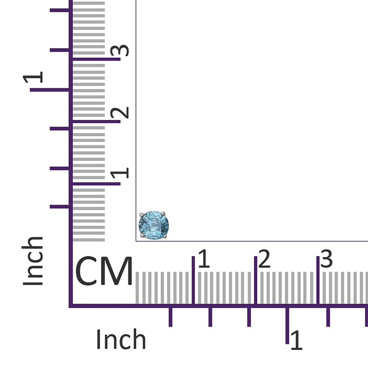 Ratanakiri Blue Zircon Stud Earrings with Push Back in Rhodium Overlay Sterling Silver 2.64 Ct.