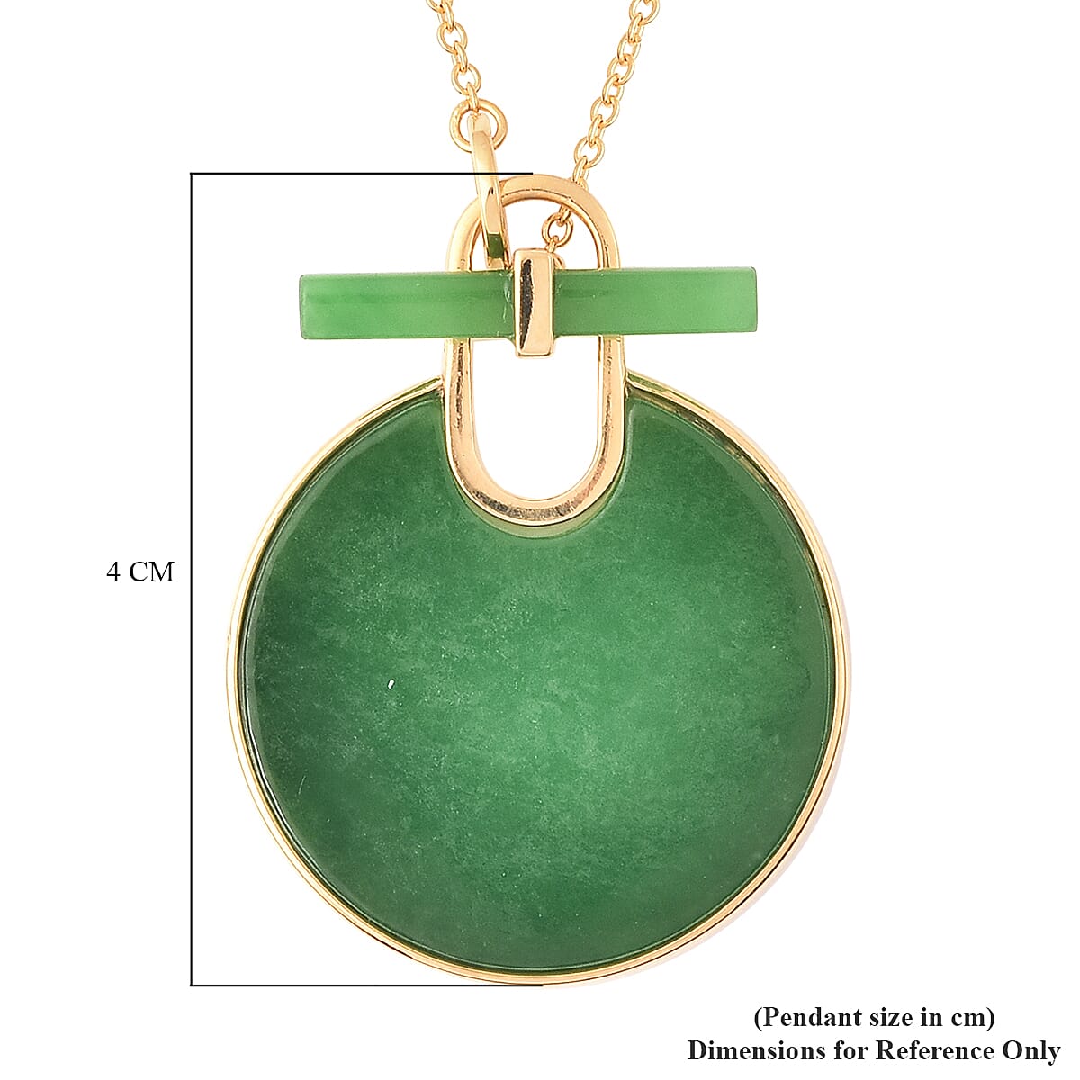 Green Jade Necklace (Size 18) in Yellow Gold Overlay Sterling Silver 28.00 Ct, Silver wt. 6.31 Gms