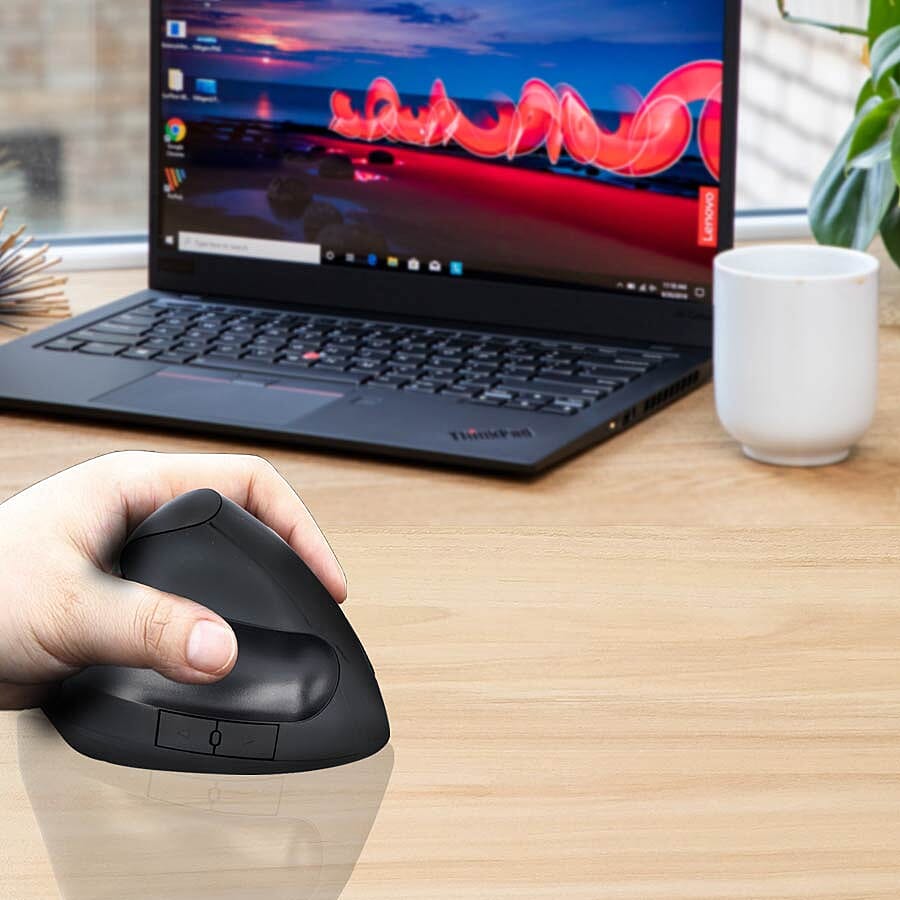 6D Ergonomic Vertical Computer USB Wireless Mouse - Black
