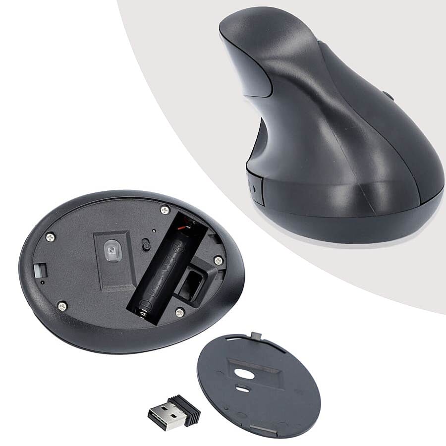 6D Ergonomic Vertical Computer USB Wireless Mouse - Black