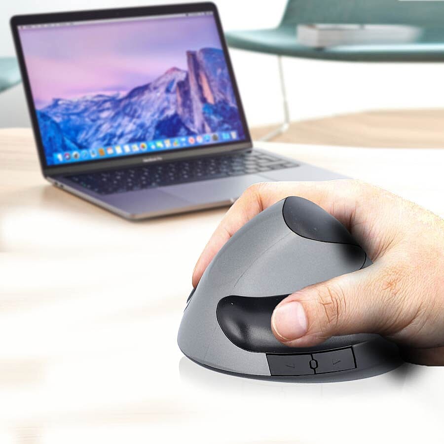 6D Ergonomic Vertical Computer USB Wireless Mouse - Grey