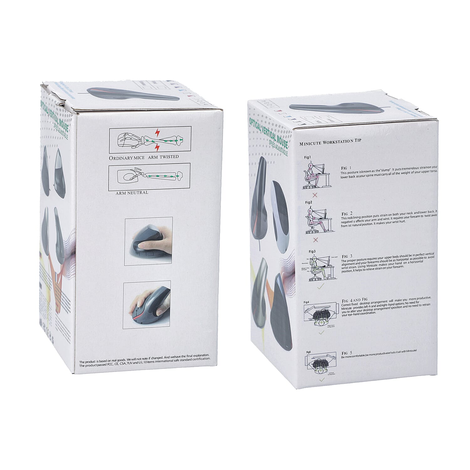 6D Ergonomic Vertical Computer USB Wireless Mouse - Grey