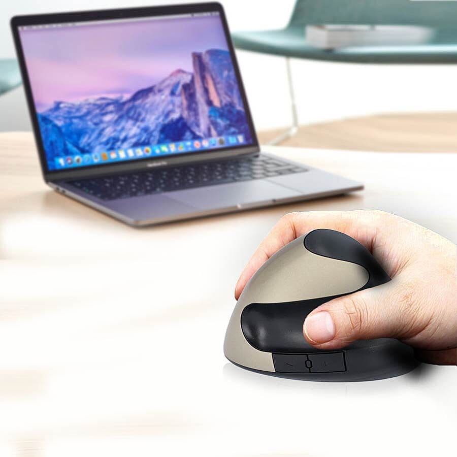6D Ergonomic Vertical Computer USB Wireless Mouse - Golden