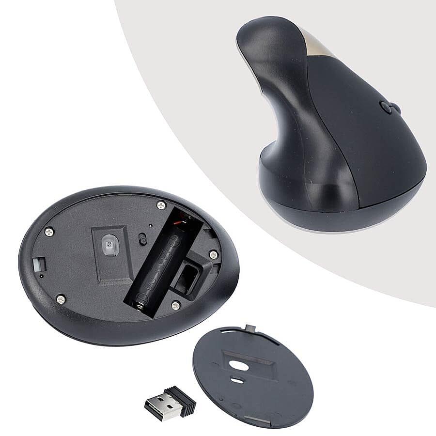 6D Ergonomic Vertical Computer USB Wireless Mouse - Golden