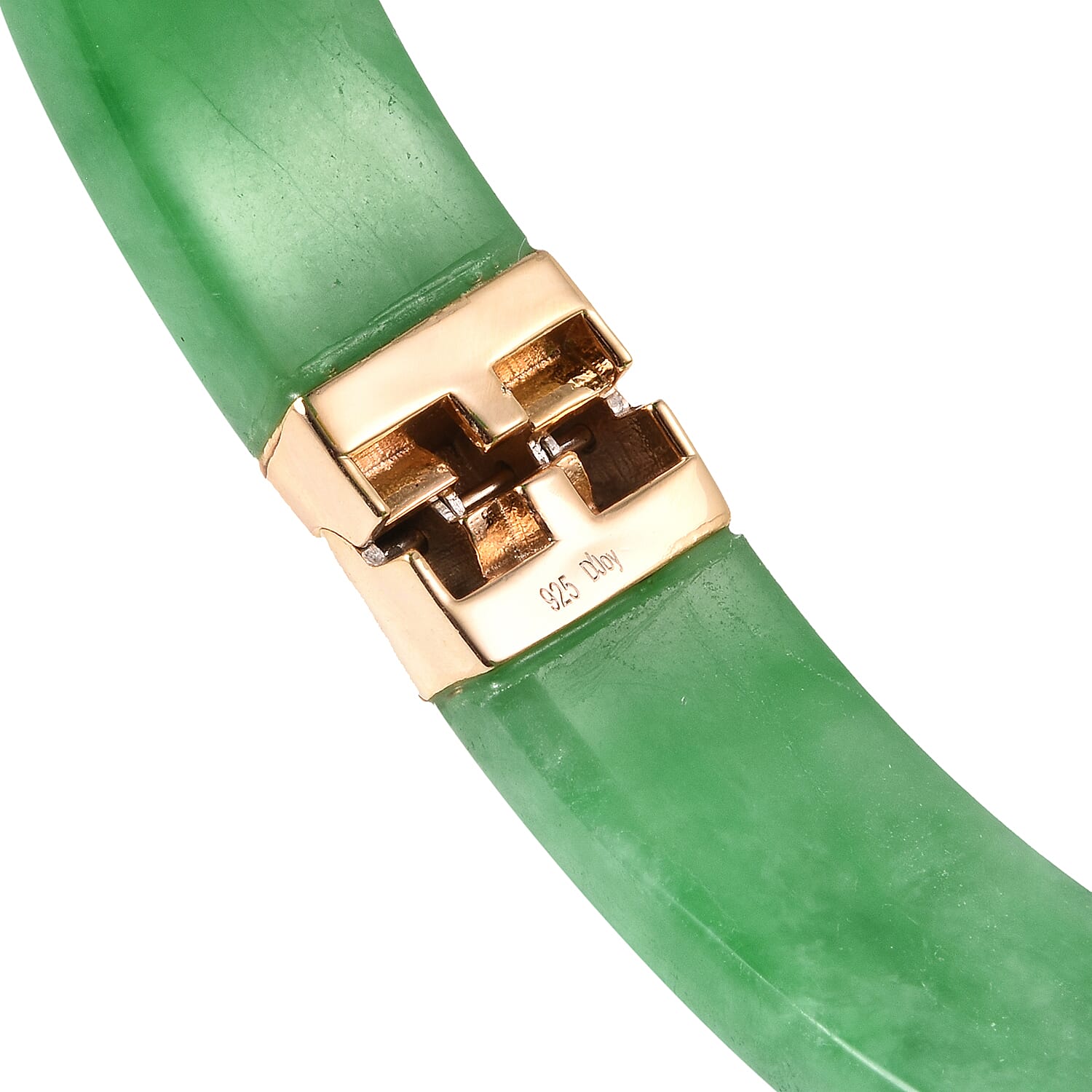Designer Inspired-Green Jade Bangle (Size 7.5) in Yellow Gold Overlay Sterling Silver 207.00 Ct