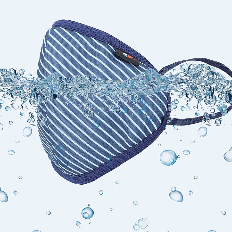 6 Layer Stripe Pattern Reusable Face Covering (One Size) - Blue