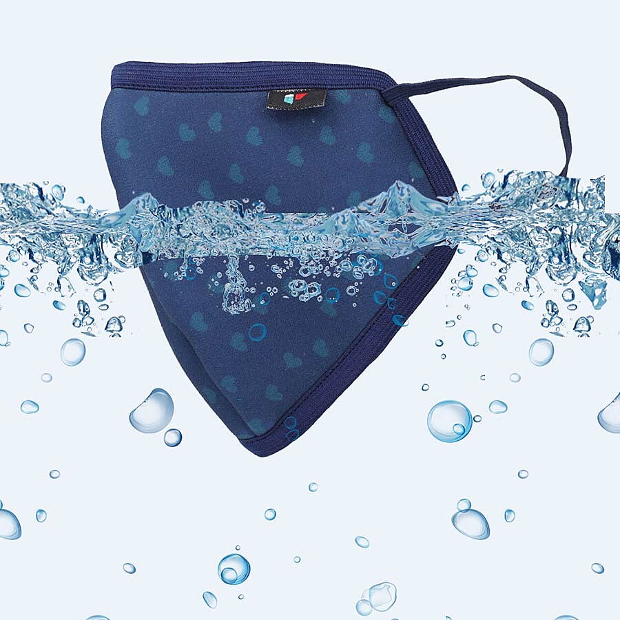 6 Layer Heart Pattern Reusable Face Covering (One Size) - Navy